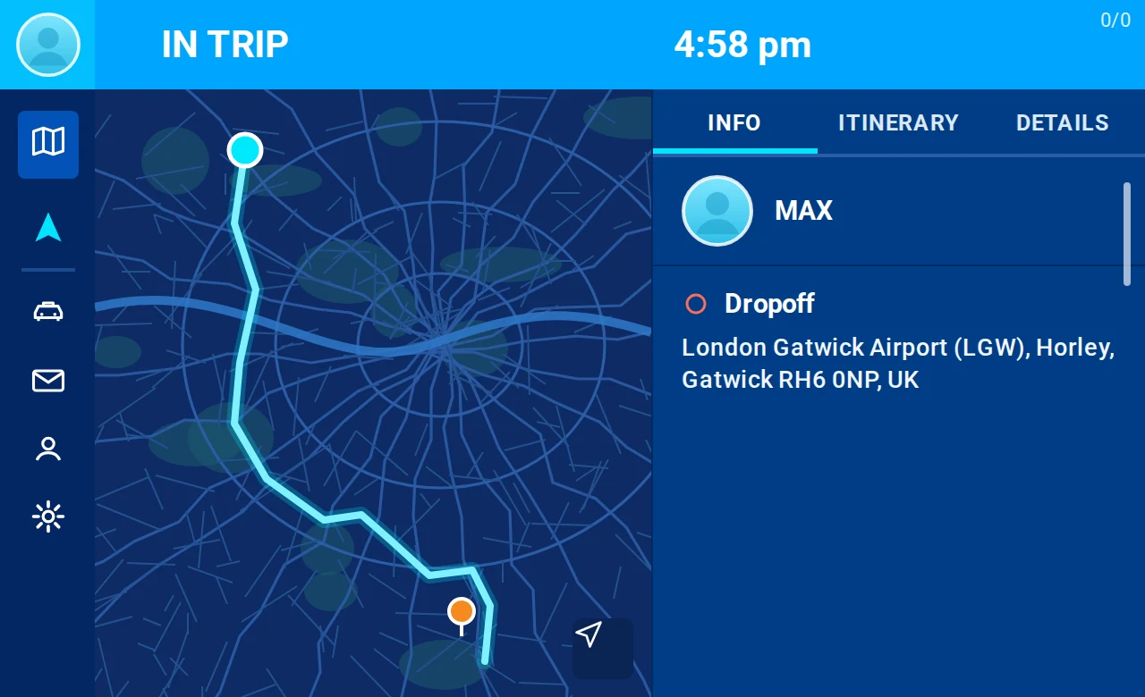 ARRO in trip screen showing the route to the drop-off