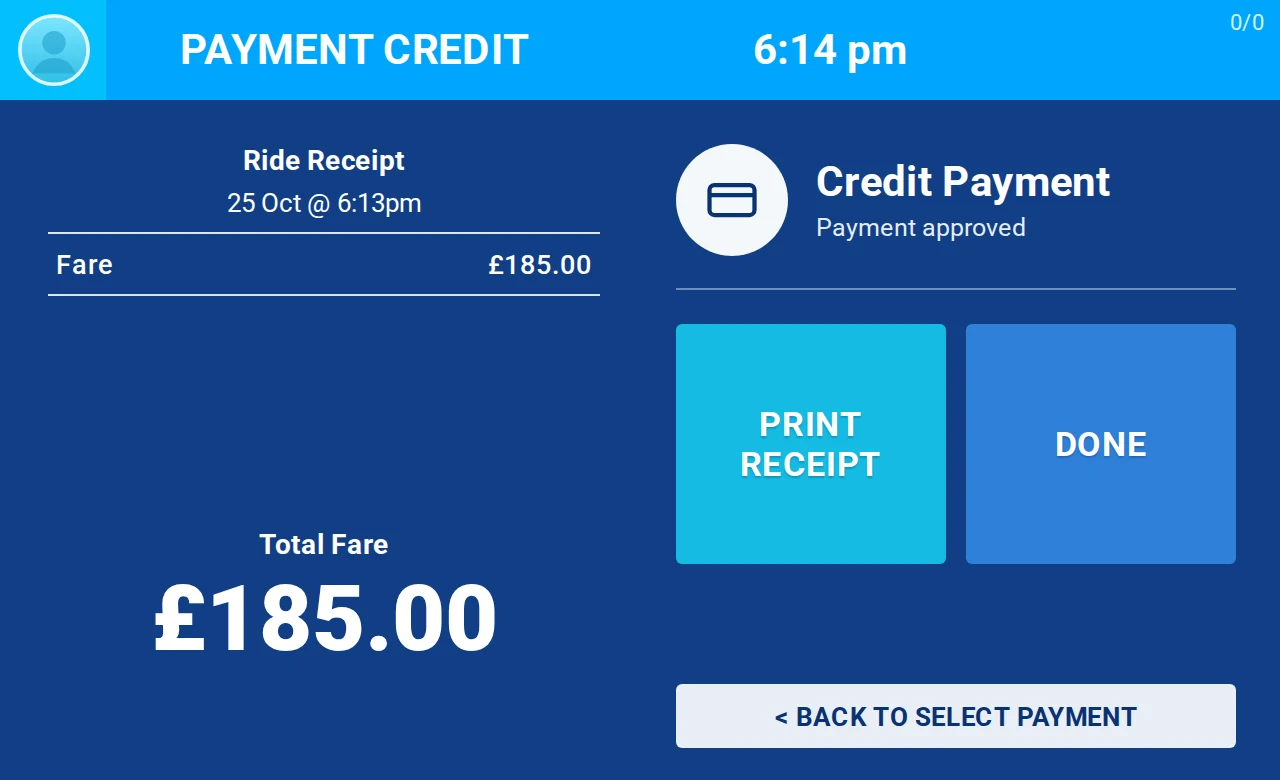 ARRO payment approved screen showing the total fare